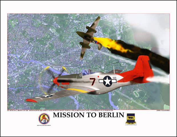 "Mission to Berlin" Tuskegee Airmen P-51 Print by Jerry Taliaferro